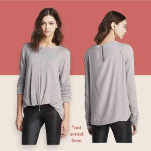 🩶 ELIZABETH & JAMES LEVY HEATHERED GRAY TOP RAGLAN SLEEVE STYLE SILK MEDIUM